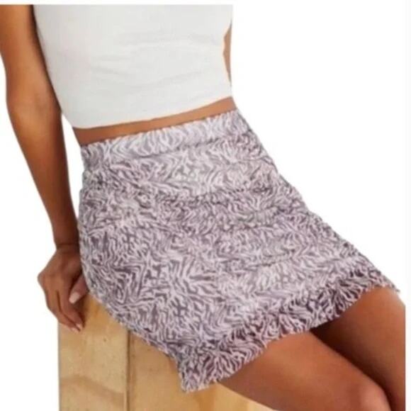 Free People Romi Mesh Mini Skirt in Purple White Zebra Women's Size Medium - Picture 4 of 13